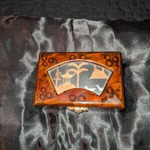 Vintage Japanese Lacquerware Cherry Wood Trinket Box